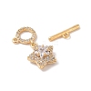 Golden Brass Micro Pave Clear Cubic Zirconia Toggle Clasps KK-B100-040G-3