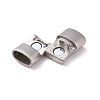 Tarnish Resistant Rectangle 304 Stainless Steel Matte Magnetic Clasps with Glue-in Ends STAS-O035-11-3