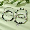 4Pcs 4 Styles 6/8mm Round Natural Lava Rock & Flower Amazonite & Shell Pearl Beaded Stackable Stretch Bracelet Sets BJEW-JB10333-2