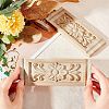 Natural Solid Wood Carved Onlay Applique Craft WOOD-FH0001-11-3