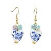 Handmade Porcelain & Acrylic Beads Dangle Earrings for Women EJEW-JE07329-02-3