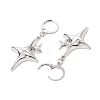 Star Alloy Pendant Leverback Earrings EJEW-JE06120-4