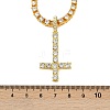 Alloy Full Crystal Rhinestone Christian Inverted Cross Pendant Necklaces NJEW-P333-01G-5