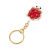 Handmade Glass Seed Beads & Red Jasper Turtle Pendant Keychain KEYC-MZ00024-01-4