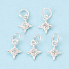 925 Sterling Silver Pave Clear Cubic Zirconia Star Charms STER-T009-15S-1