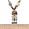Ceramic Fish Pendant Adjustable Waxed Cord Necklaces for Women NJEW-B146-02-5