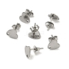 Non-Tarnish 304 Stainless Steel Heart Stud Earring Findings STAS-R063-37-4