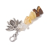 Natural Citrine & Tiger Eye Chips Pendant Decoration HJEW-JM02100-02-5