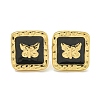 Square with Butterfly Ion Plating(IP) 304 Stainless Steel Stud Earrings EJEW-G400-17G-01-2