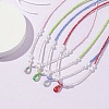 Glass Teardrop Pendant Necklace with Seed Beaded Chains NJEW-JN04333-2
