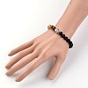 Buddha Head Natural Dyed & Heated Black Agate Beaded Chakra Stretch Bracelets BJEW-JB02226-02-3