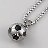 304 Stainless Steel Football Pendant Necklace with Box Chains for Women X1-NJEW-SZC0003-01P-3