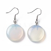 Gemstone Flat Round Dangle Earrings EJEW-D188-03P-2