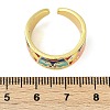 Brass Micro Pave Cubic Zirconia Enamel Cuff Rings for Women RJEW-L113-019G-05-5