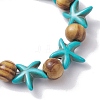 Beach Starfish Dyed Synthetic Turquoise Stretch Bracelets BJEW-JB10293-02-4