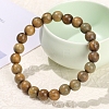 Natural Sandalwood Rond Bead Stretch Braclets for Men Women PW-WG55664-02-2