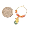 5Pcs 5 Styles Thanksgiving Day Alloy Enamel & Glass Seed Leaf Pumpkin Apple Wine Glass Decorations HJEW-JM04315-4