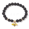 8.5mm Round Natural Lava Rock Beaded Stretch Bracelets BJEW-JB10517-3