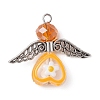 Glass Heart with Tibetan Style Alloy Wings Pendant PALLOY-JF02261-2