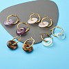 Disc Natural & Synthetic Stone Pendant Huggie Hoop Earrings EJEW-JE04616-3