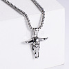Retro Rock Punk Men's Bull Head 304 Stainless Steel Pendant Necklaces QT5841-1-1