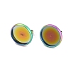 Flat Round 304 Stainless Steel Stud Earring Settings Ion Plating(IP) STAS-I323-12mm-RC-1