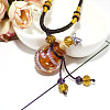 Lampwork Round Perfume Bottle Pendant Necklace with Glass Beads BOTT-PW0002-059F-03-1