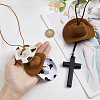 2Pcs 2 Styles Cloth & EVA Cowboy Hat with Cross Birch Wooden Pendant Decorations HJEW-ME00120-3