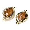 Natural Tiger Eye Faceted Horse Eye Connector Charms G-G181-07G-07-2