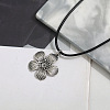Flower Alloy with Imitation Leather Cord Pendant Necklace & Hoop Earring Sets FS-WGDD3CA-01-3