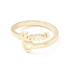 Word Mom Heart Cuff Ring KK-K262-04G-2