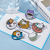 HOBBIESAY 6Pcs 6 Style Cat with Cup Enamel Pin JEWB-HY0001-25-4