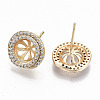 Brass Micro Pave Clear Cubic Zirconia Stud Earring Findings KK-T062-55G-NF-2