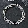 304 Stainless Steel Textured Rectangle Link Chain Bracelets SA-CBA2696-20P-1