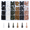Natural Red Netstone & Taiwan Jade & Lava Rock & Wood Lace Stone & Larvikite Round Bead Sets G-YW0002-20-1