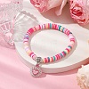 Natural Gemstone & MIYUKI Seed Beads Heart Charm Bracelets BJEW-MZ00084-10-2