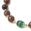 Natural Striped Agate & Tiger Eye Round Beaded Bracelets BJEW-JB11934-03-4