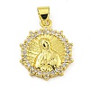 Virgin Mary Theme Rack Plating Brass Micro Pave Cubic Zirconia Pendants KK-C074-23G-05-1