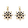 Brass Micro Pave Clear Cubic Zirconia and Enamel Pendants KK-T075-91A-G-1