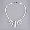 Natural Quartz Crystal Round Beaded Fan Bib Necklaces NJEW-N064-04J-1