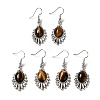 Natural Tiger Eye Teardrop Dangle Earrings EJEW-K246-01P-01-1