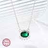 Anti-Tarnish Green Cubic Zirconia Oval Pendant Necklaces FU4780-2-1