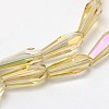 Faceted Rainbow Plated Teardrop Electroplated Glass Beads Strands EGLA-F104-07A-2