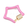 Star Brass Micro Pave Clear Cubic Zirconia Screw Carabiner Clasps KK-B167-01C-02G-2