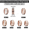 12Pcs 6 Size 304 Stainless Steel Grooved Finger Ring Settings RJEW-SC0001-04-2