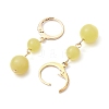 304 Stainless Steel with Natural Lemon Jade Dangle Leverback Earrings EJEW-JE06027-4