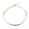 Natural White Shell Beaded Necklaces NJEW-JN03324-1
