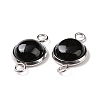 Natural Black Agate Connector Charms LS-G-D059-01C-02-3