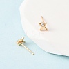 Brass Micro Pave Clear Cubic Zirconia Star Stud Earrings EJEW-L278-02G-3