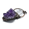 Electroplated Raw Natural Amethyst and Quartz Crystal Big Pendants G-K404-02R-2
